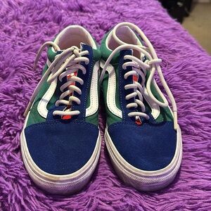 Vans green, blue, yellow and white, size 4